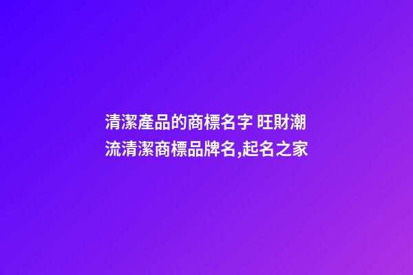 清潔產品的商標名字 旺財潮流清潔商標品牌名,起名之家-第1張-商標起名-玄機派